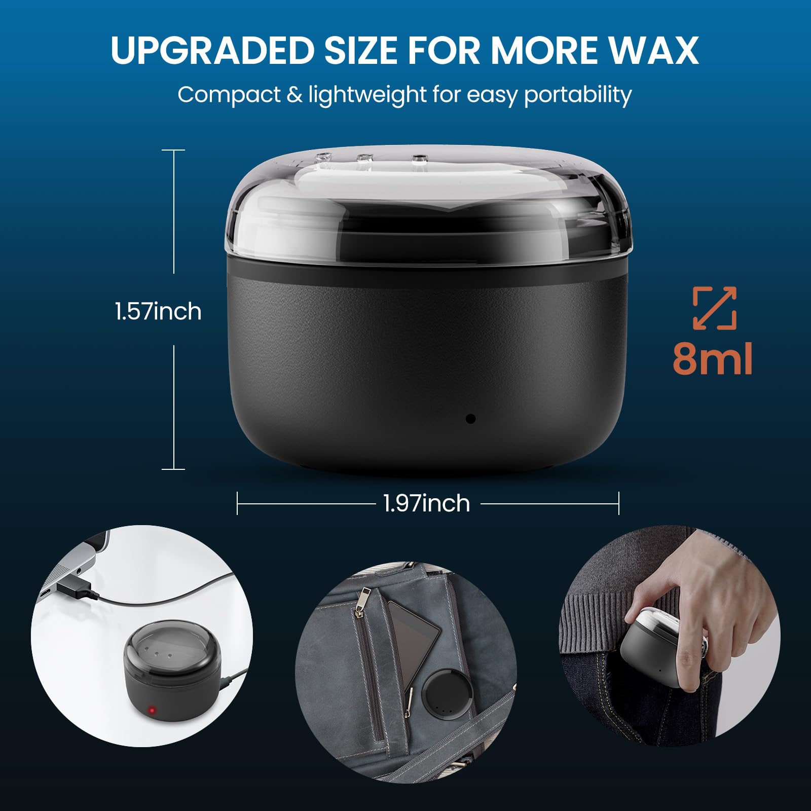 AUZEAL Nose Wax Kit Men, Ear Hair Removal For Men, Ear Hair Waxing Kit with 100 g Wax, 40 Nose Sticks, 20 Times Use, Usb Rapid Heating, Constant Temperature, Painless, Black