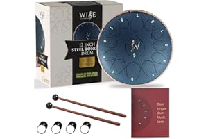 Steel Tongue Drum, Wise Harmony Steel Drum,12 Inch 13 Note Steel Hand Drum with Bag Music Book Drumsticks, Glow In The Dark, Musical Education, Meditation or Yoga, Zen Gift (Blue Navy)