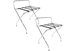 USTECH Luggage Rack Metal X-Shape with Nylon Straps & High Back Support | Durable Suitcase Rack for Guest Room, Bedroom & Entryway | Heavy Duty, Foldable Luggage Rack Stand for Suitcases | 2 Pack