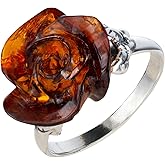 BALTICANA JEWELRY Sterling Silver and Baltic Honey Amber Rose Ring