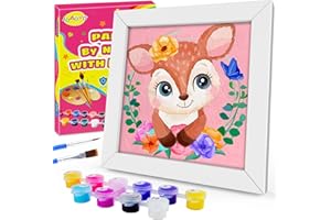 JOAOYO Paint by Numbers for Kids Ages 8-12 Easy Acrylic Paint by Number Kits for Girls Boys Adults with Wooden Frame Oil Painting Kits for Kids Ages 4-8 Perfect for Gift Home Decoration (Deer)
