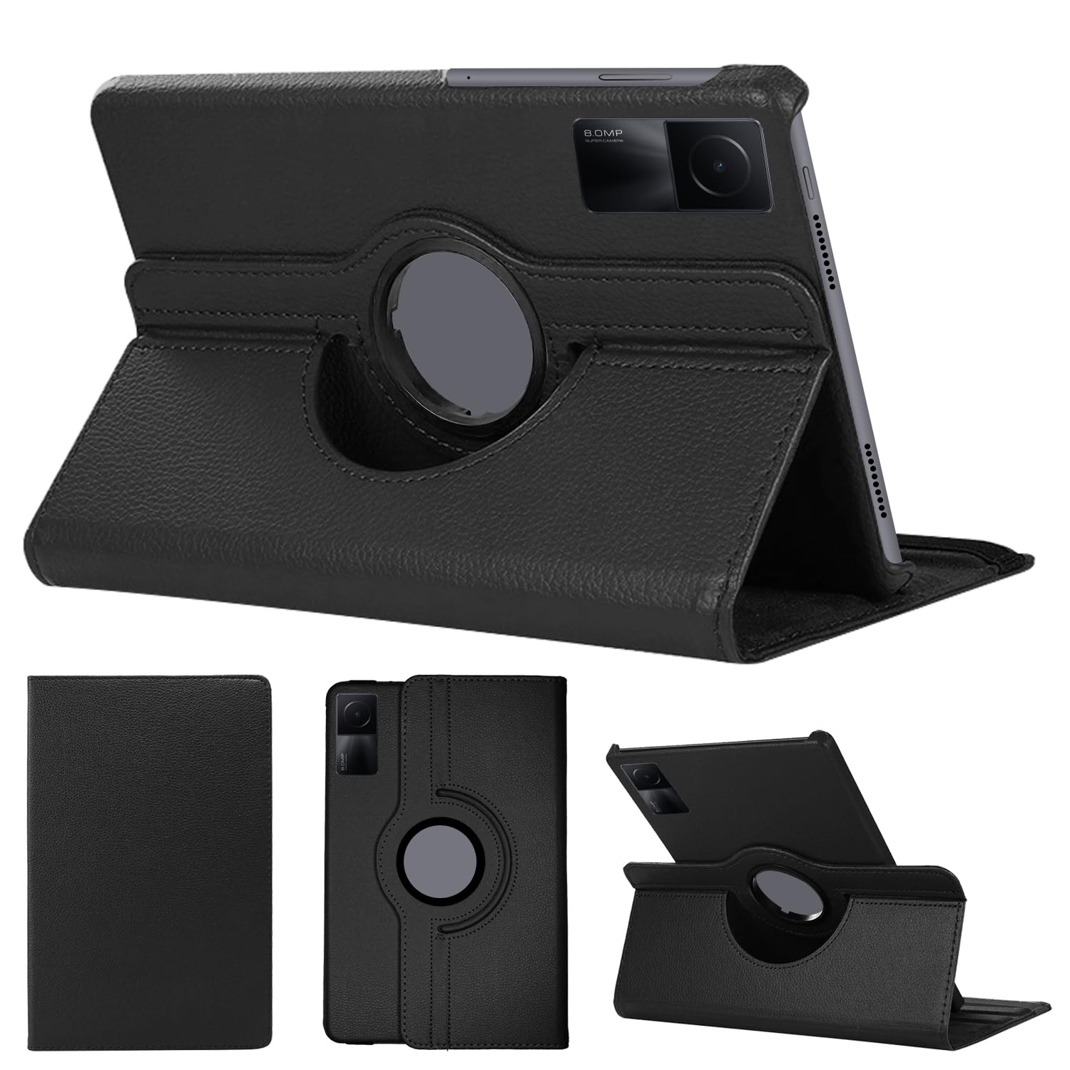 SWEIMEN Case - Compatible with Xiaomi Redmi Pad SE 11 Inch, PU Leather Tablet Case with 360° Rotatable Stand for Watching Videos, Reading, Typing or Writing