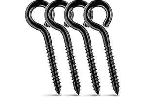 MTJSWXSY 304 Stainless Steel Screw Eyes,Heavy Duty Screw in Eye Hooks,Metal Eye Hooks for Indoor & Outdoor Use,3.2 Inches Self Tapping Screws,Eye Bolt 4 Pack
