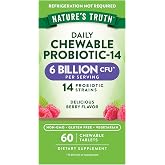 Nature's Truth Probiotic Chewable for Men and Women | 6 Billion CFU | 60 Count | 14 Strains | Berry Flavor | Vegetarian, Non-GMO &amp; Gluten Free