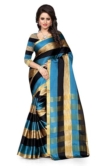 Womens cotton Silk Saree With Blouse Piece (Multipattavariation)