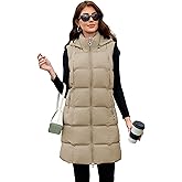 MODERN BUBBLE Long Puffer Vest for Women with Hood Thickened Packable Sleeveless Extended Long Vest for Fall & Winter