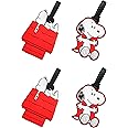 Peanuts Snoopy Luggage Tags 4 Pack Official License, PVC Snoopy Bag Tags and Travel Tags for Luggage, Backpacks, and More