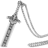 ZiWuark Mens Broken Sword Necklace Lion Head Knight Dragon Sword Pendant Viking Jewelry for Men Women
