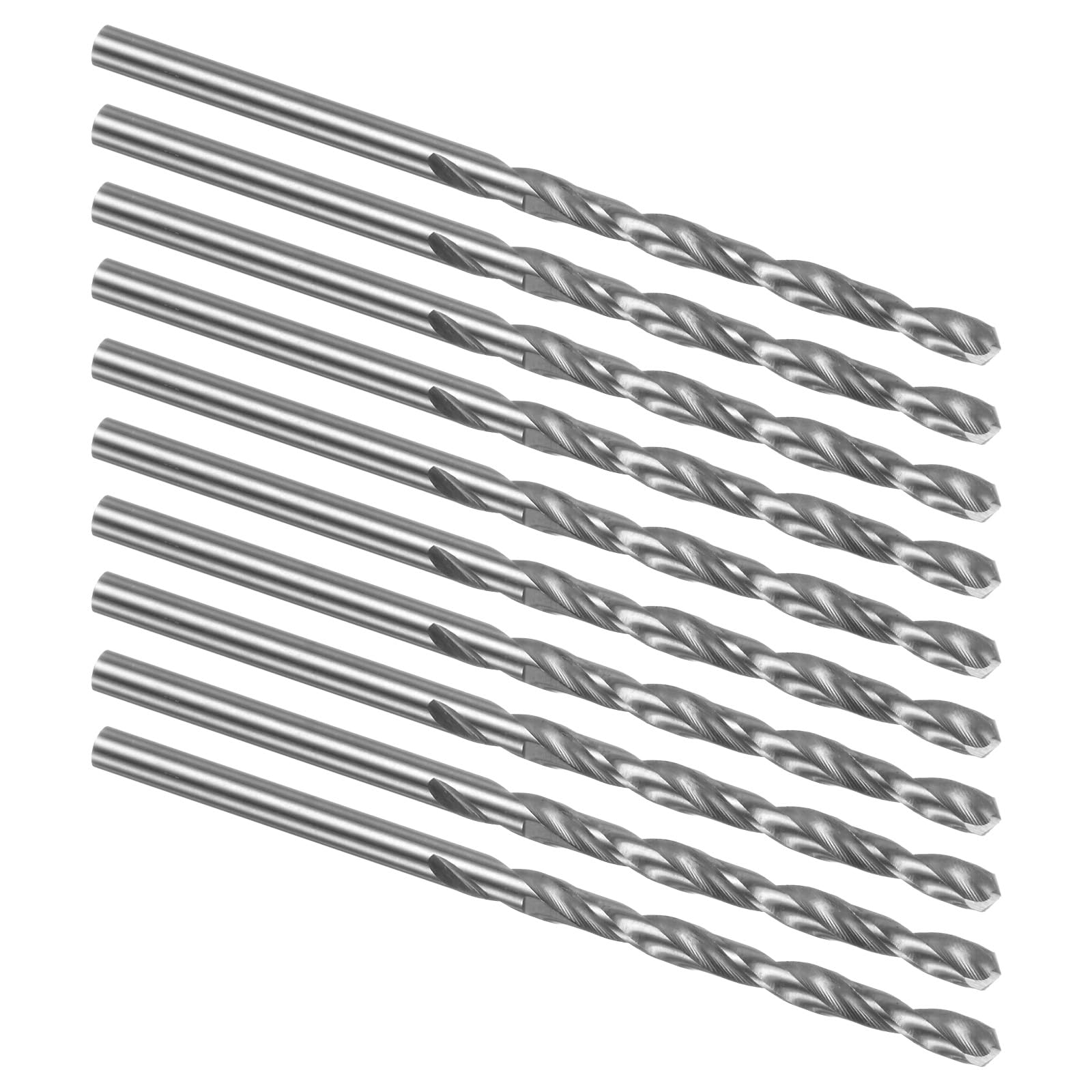 Kozelo 10PCS Twist Drill Bit - [1/8"] M2 High-Speed Steel Round Shank Jobber Bit Set White Gold for Metal Wood Plastic Steel Use, 43mm / 1.69" Blade Length