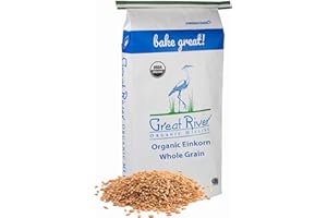 GREAT RIVER ORGANIC MILLING Great River Milling Einkorn Wheat Berries | Whole Grain Ancient Wheat | Non-GMO, High-Protein, Kosher | Mill at Home as All-Purpose Flour Alternative for Baking & Cooking | 25 Lb (Pack of 1)