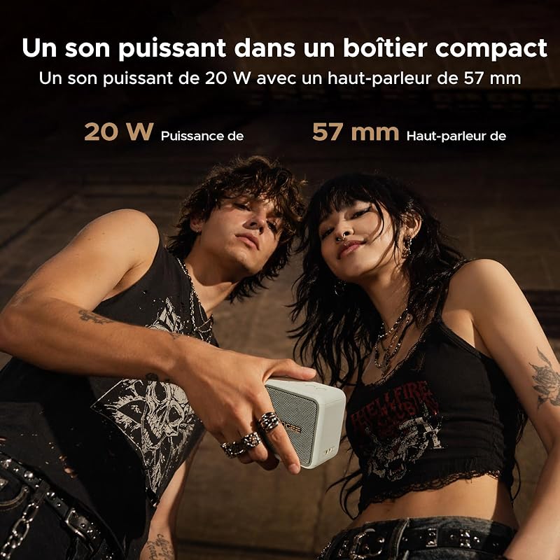 Enceinte Bluetooth Portable, Haut-parleurs Bluetooth sans Fil avec Bass Puissantes, Autonomie 16H, IP67 Etanche, Appairage TWS, USB,AUX,TF Carte, pour Fêtes, Voyage, Plage, Piscine - Noir