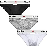 UNEITIES Men's Underwear Briefs Pack Stretch Cotton Sexy No Fly Low Rise Briefs for Men Breathable Pouch Underpants 3 Pack