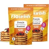 Flourish Protein Pancake & Waffle Mix with Whey Protein, No Added Sugar, High in Fiber - Just Add Water - Buttermilk Flavour,