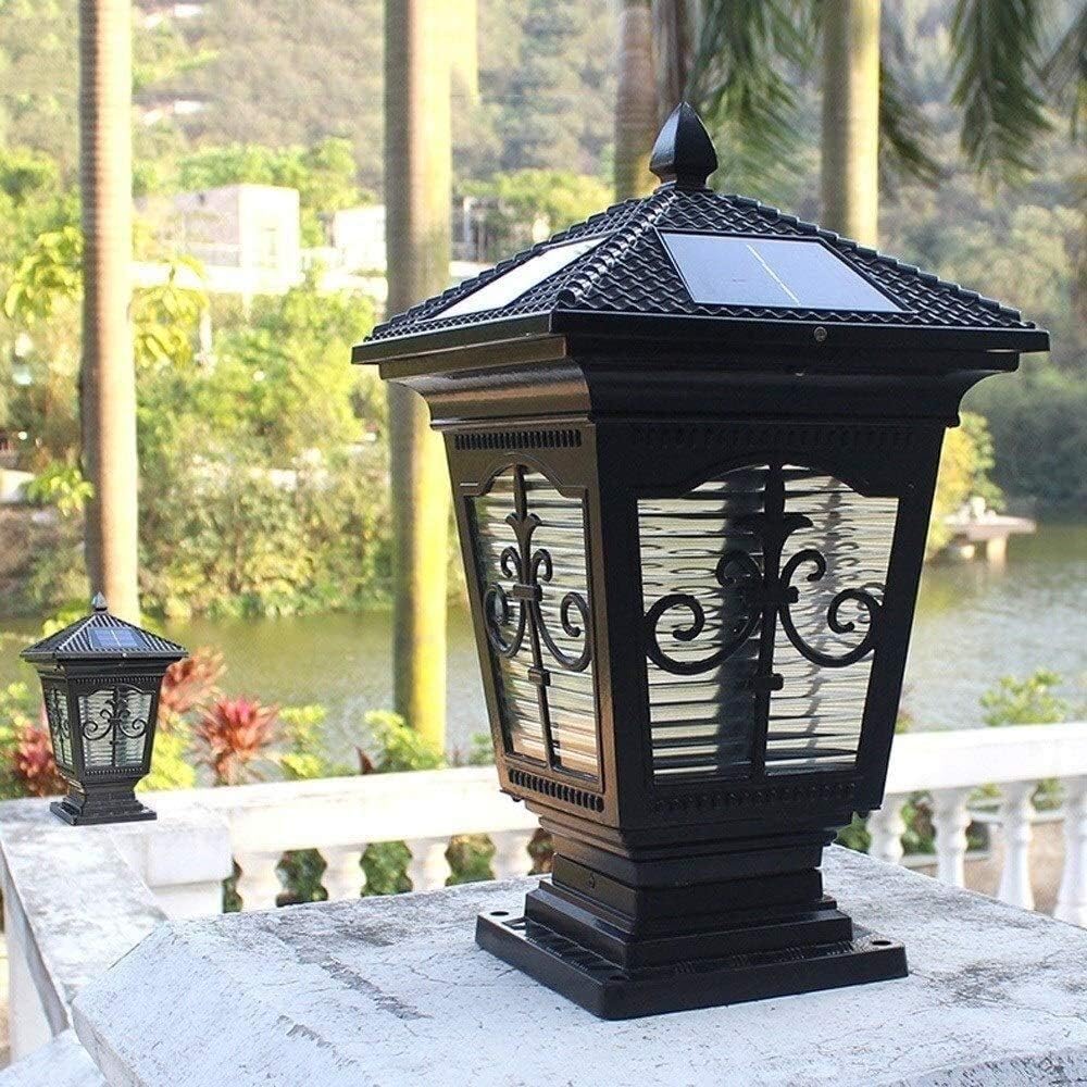 LWJPP Post Laterne LED-Solar Luxurious Colonial Moderne Schwarz