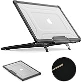 SEYMAC stock Case for MacBook Air 15 inch, Shock-Absorbing Protection with Folding Stand &Mouse Pad Case for MacBook Air 15 inch, HardBlack