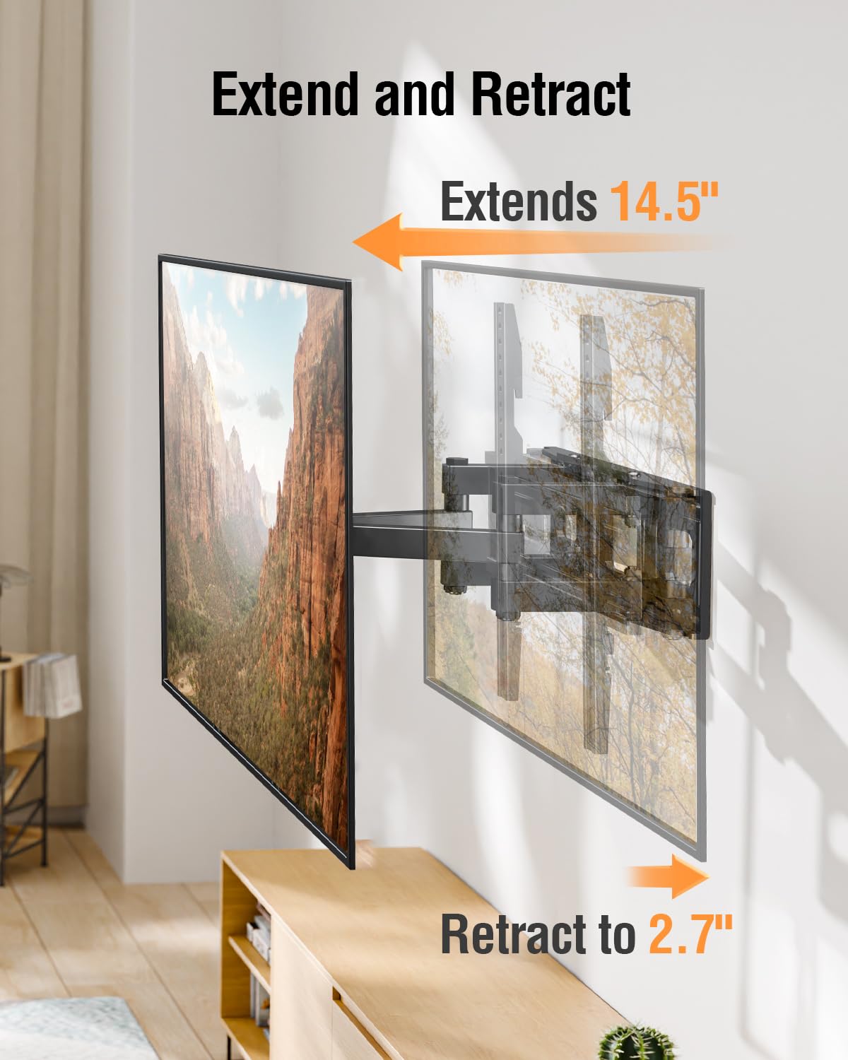 EconoMe TV Wall Mount for Most 26-70 inch tvs, Full Motion TV Mount Swivel and Tilt, Wall Mount Bracket Max VESA 400x400mm, Holds up to 99 lbs, Fits 12” 16
