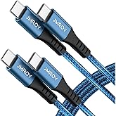 USB-C to USB-C Cable 2-Pack[6ft +6ft], JMROY 60W PD QC 3.0, Type C to Type C Fast Charge USBC Cord Compatible for iPhone 15, 