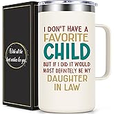 Qtencas Mother In Law Gifts, Gifts for Mother In Law, My Daughter-In-Law Is My Favorite Child 20 Oz Insulated Coffee Mug, Christmas Mother’s Day Gift for Son's Wife, Creamy