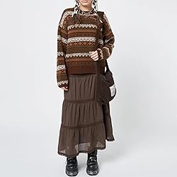 Women Y2K Argyle Striped Pullover Sweater Casual