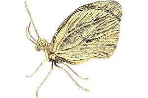 kekafu Gold Butterfly Sculpture Brass Animal Figurines Metal Desktop Ornament for Home Office Car Decor Handmade Vintage Simulation Model Room Home Decoration Outdoor Wall Art 2.8x2.8in