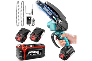 Mini Cordless Chainsaw ，6 inch Mini Chainsaw with 2 * 2000mAh Batteries 800W Brushless Motor and 21V Charger for Men Women Tr