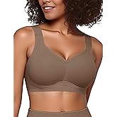 Easybunny Jelly Bras for Women Plus Size Minimizer No Underwire Supportive Full Coverage Wider Straps Seamless Tshirt Bra Coffee 4XL