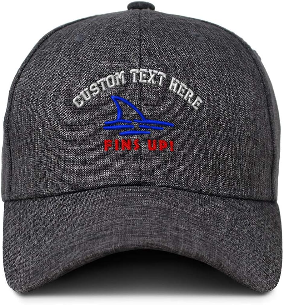 Custom Baseball Cap Fins Up! Shark Embroidery Casual Hats for Men & Women
