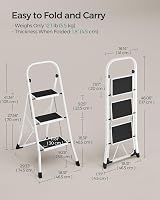 SONGMICS 3-Step Folding Ladder GSL03WT Space-Saving Steel Ladder with Safety view 6