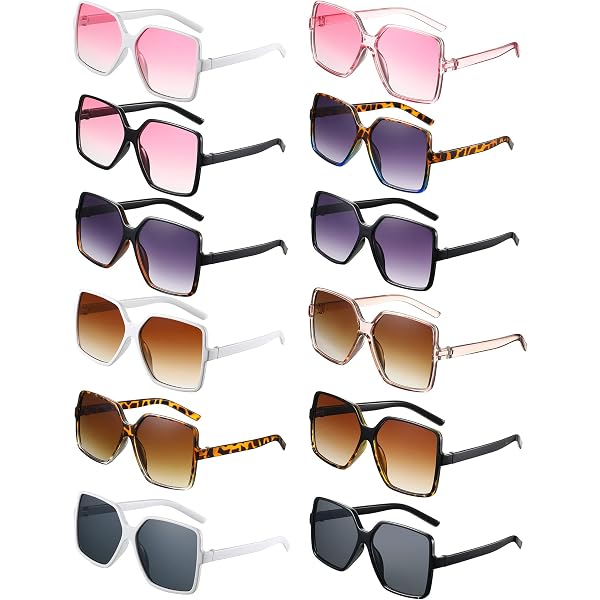 Amazon.com: QYVEWY 12 Pack Black Rectangle Sunglasses Bulk  display picture 1