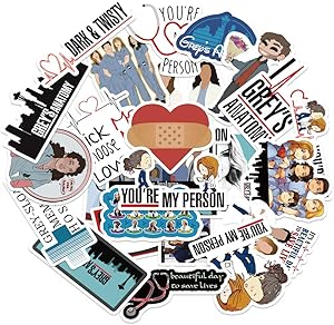 Stickers of The TV Show Greys Anatomy Funny Pack of 50 Stickers for Water Bottles,Hydroflasks,Cars,Phone,Computer,Laptop Sticker Decal Cute,Waterproof,Aesthetic,Trendy Stickers for Teens,Girls