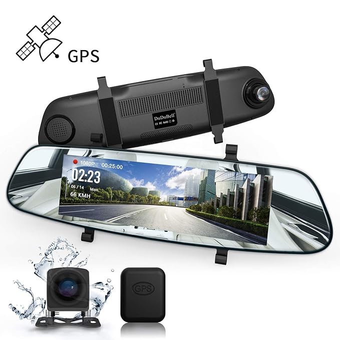 DuDuBell Streaming Dashcam Autokamera 7' Rückspiegel Monitor Dual Lens 1080P Frontkamera und 720P Rückfahrkamera mit IPS Touc