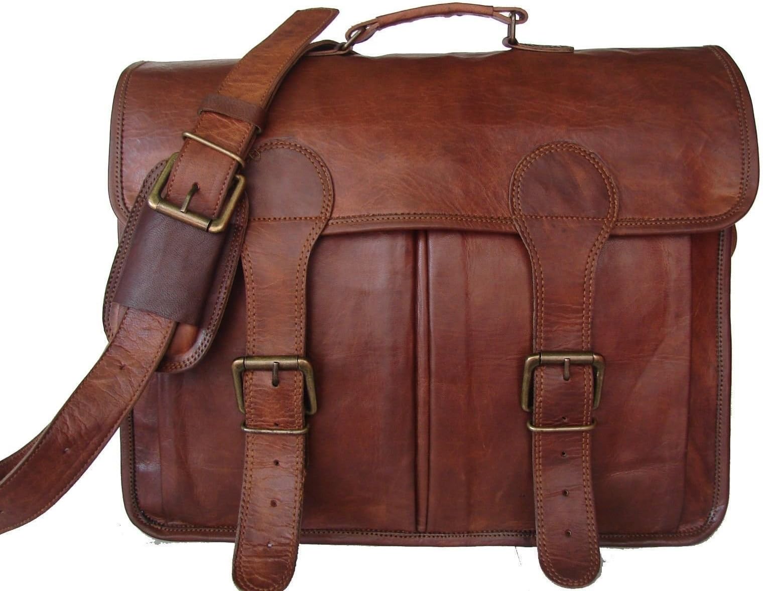 Krish 16โ Real Leather Messenger Shoulder Satchel Vintage Universal Handmade Bag