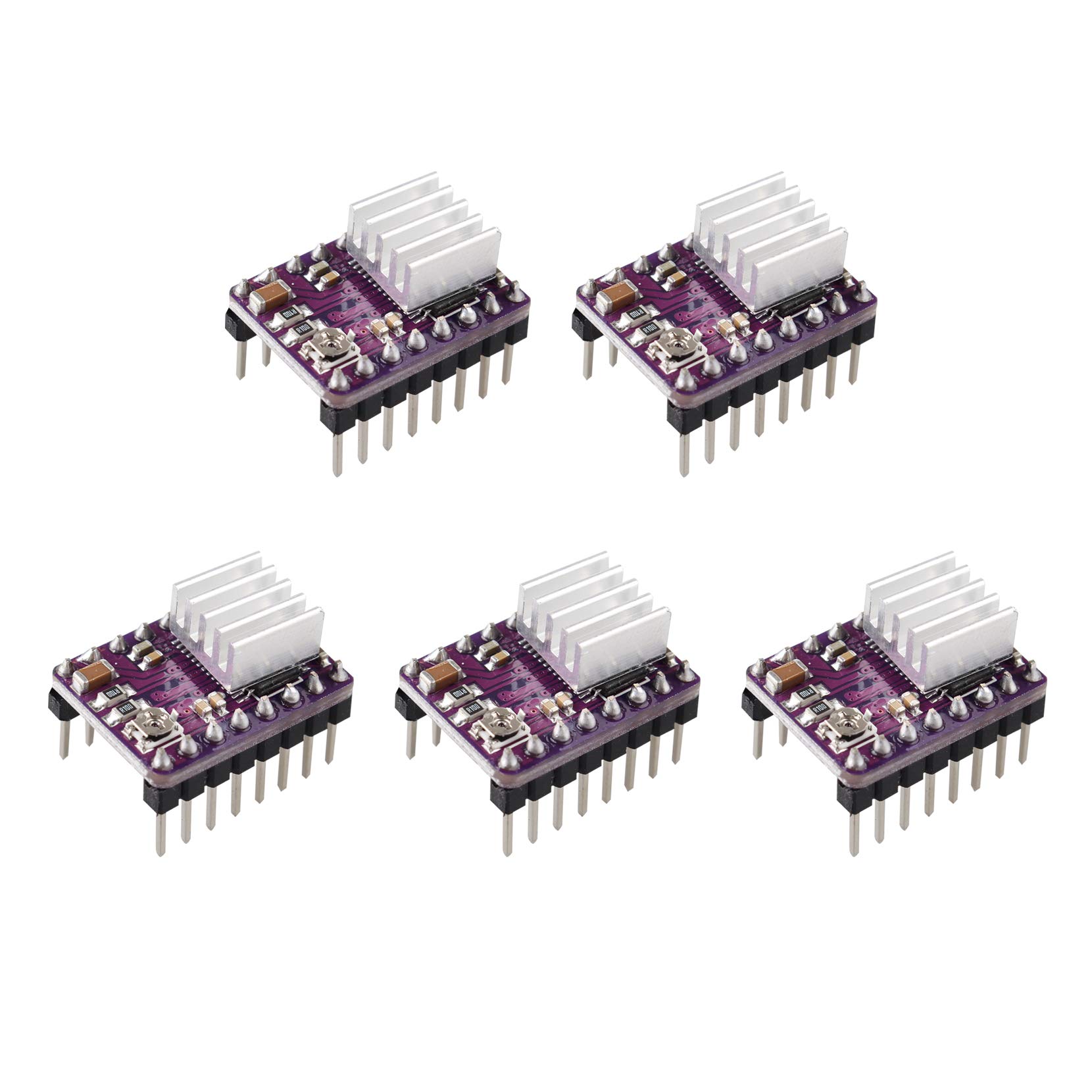 Jopto 5Pcs StepStick DRV8825 Stepper Motor Driver Carrier Reprap Module 4-layer PCB With Mini Heat Sink Compatible with 3D Printer Reprap Ramps1.4 A4988