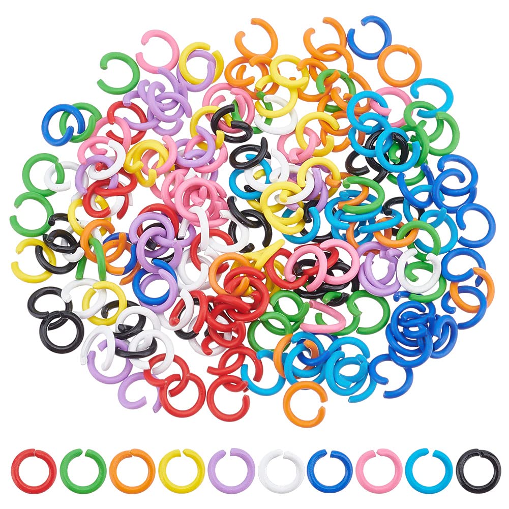 PH PandaHall 200pcs Colored Jump Rings 10 Colors Open Jump Rings 6mm O Ring Connectors 18 Gauge Jewellery Making Rings Chainmail Rings for Keychain Choker Earring Necklaces Bracelet Jewellery Making