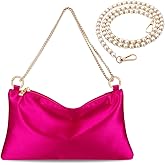 Prpeko Women’s Satin Evening Bag Clutch Purse Handbag for Women Wedding Shoulder Bag with 2 Chains for Formal Cocktail Party