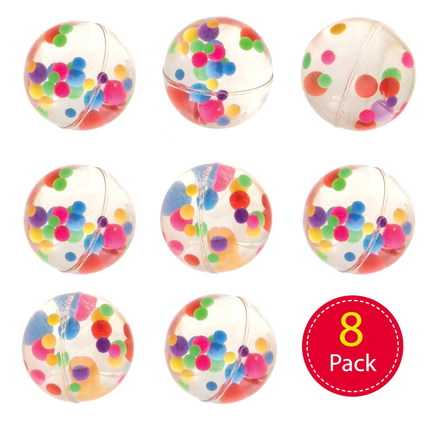 Pelotas de goma con cuentas multicolor Pack de 6 Bolas de goma para ni/&ntilde;os con cuentas multicolor para bolsas sorpresa en fiestas o para jugar en el recreo Baker Ross