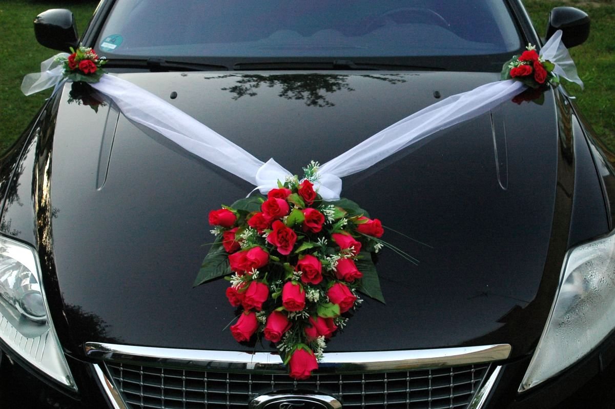 Spitze Strauss car jewellery rose decoration wedding Pink