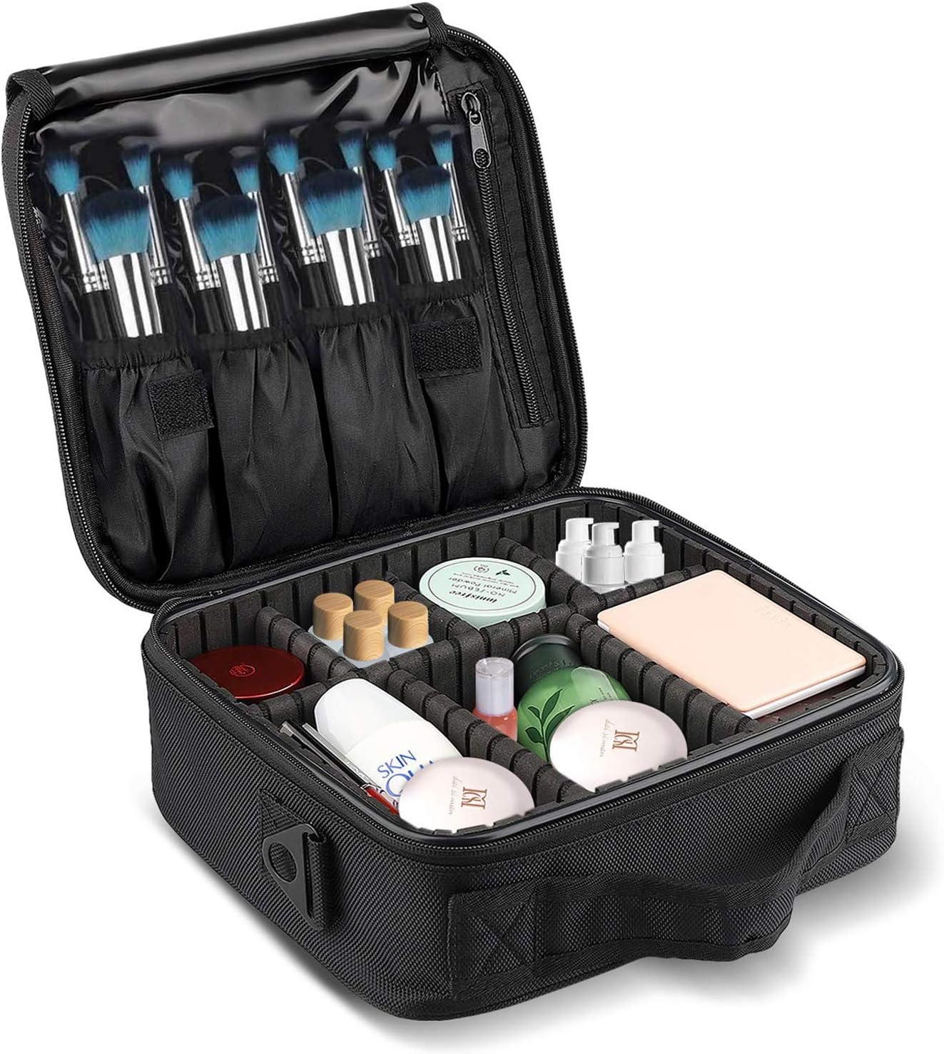 Travel Makeup Train Case LOMEZI,Makeup Cosmetic Case Organizer Portable Artist Storage Bag with Adjustable Dividers for Cosmetics Makeup Brushes Toiletry Jewelry Digital Accessories