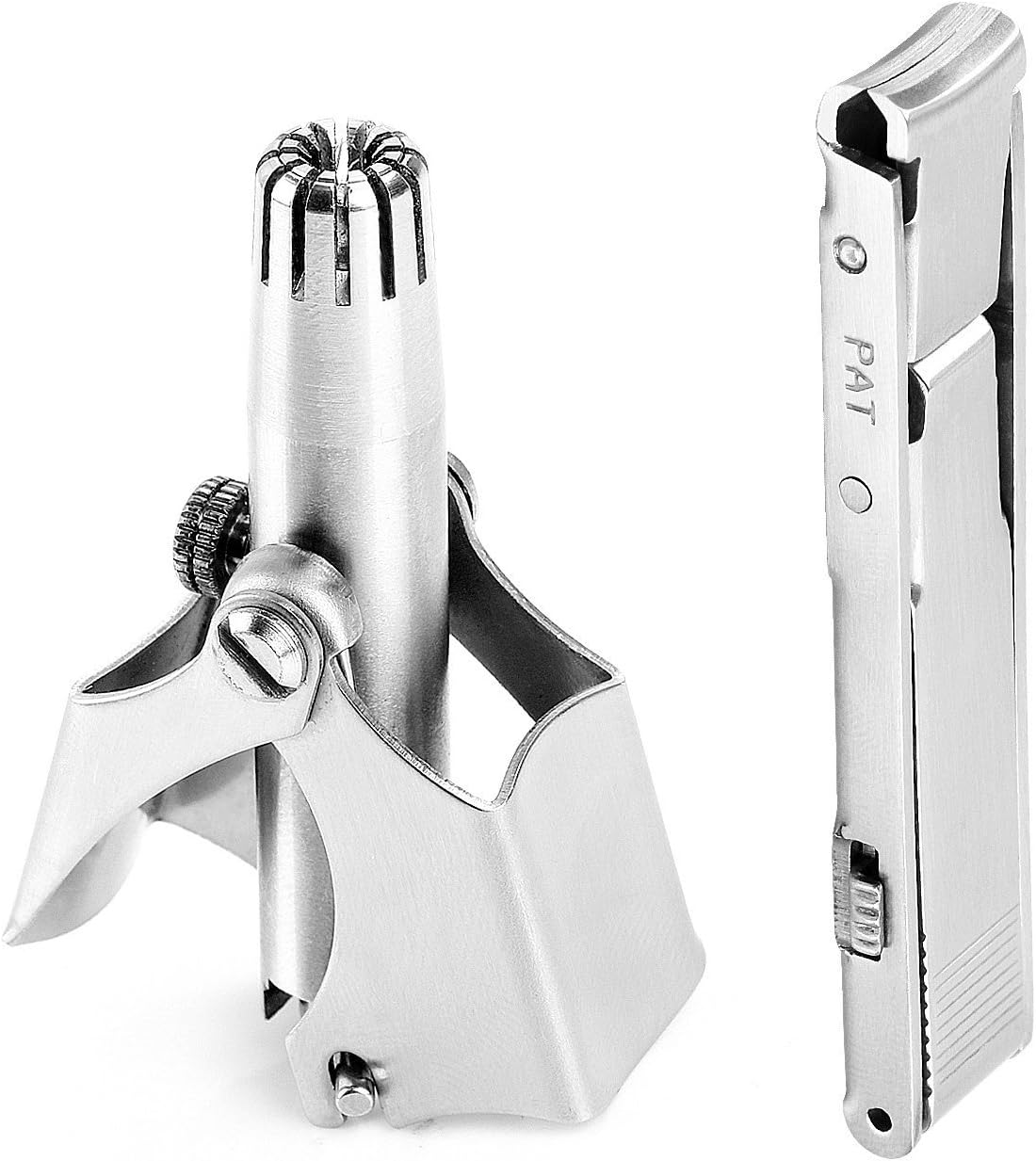 KEEPO Nose Ear Hair Trimmer, Portable Manual Stainless Steel Remover, With A Fingernail Clipper, Earpick And Cleaning Brush