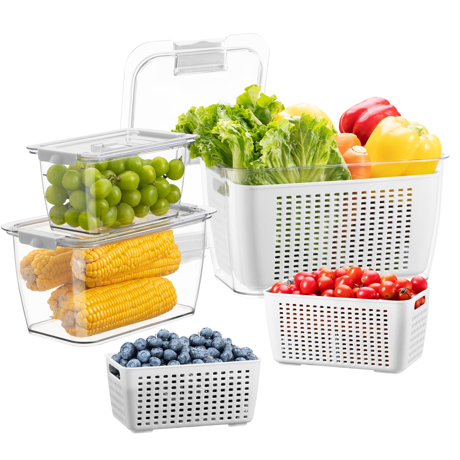 Mua LUXEAR Fresh Container, 3PACK Produce Saver Container BPA Free Fridge Organizer for