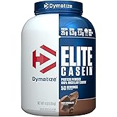 Dymatize Elite Casein Protein Powder, Chocolate, 100% Micellar Casein, 25g Protein, 5.4g BCAAs, 2.3g Leucine, Slow Absorbing for Overnight Muscle Recovery, 4 lb (50 Servings)