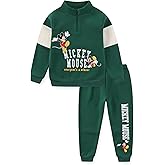Disney Mickey Mouse Boys 2 Piece Quarter Zip Sweatshirt and Pants Set for Toddler and Big Kids