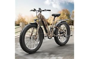 Electric Bike for Adults 1000W, 48V 20AH Battery Adult Electric Bicycles, 26" Fat Tire Full Suspension Step-Thru Ebike, 45Km/