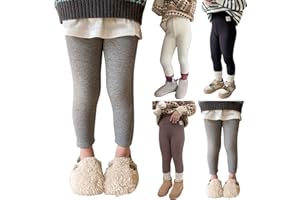 Toddler Girls Winter Warm Leggings Fleece Lined Thermal Pants for Kids Baby Basic Solid Full Length Pants for School