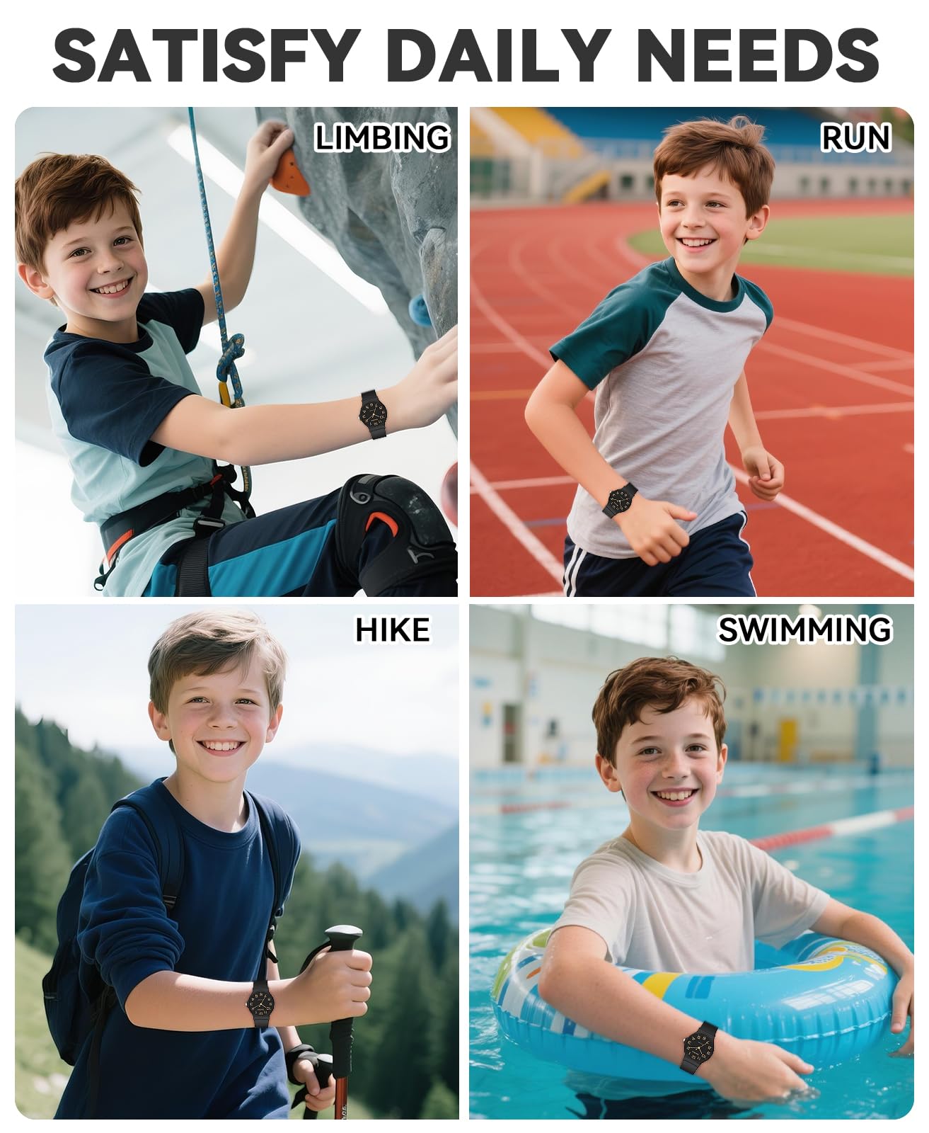 SOCICO Kids Analog Watch Boys Girls, Thin Dial 30M Waterproof Camouflage Sports Watch, Easy to Read Children's Wrist Watches with Soft Band for Ages 5-15 Kids Great Birthday Gifts Christmas Day