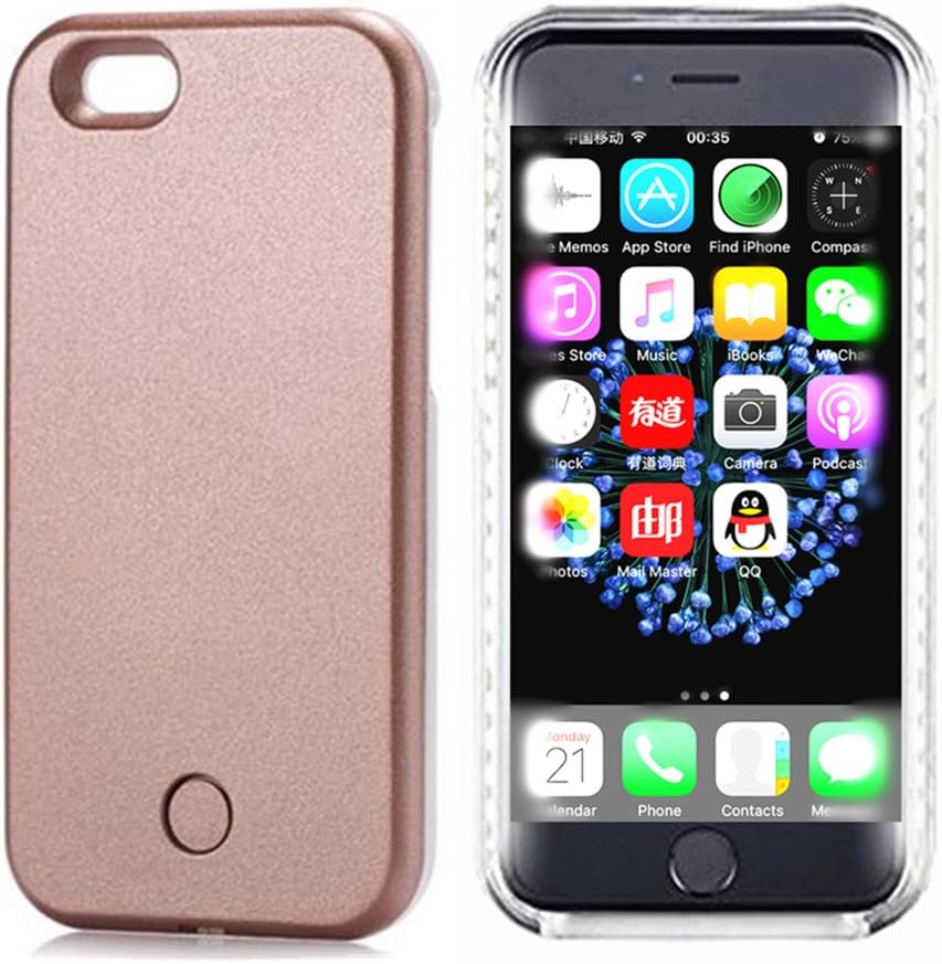 LED Light Illuminated Selfie Case for iPhone 7 4.7inch PC Hard Case LED Light Up Back Cover (Rose gold iphone 7)