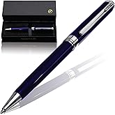FANSTIK Customized Blue Luxury ballpoint pen, fancy gift set for women, Chrome Finish, Professional executive pen gift set for men (Lux Custom-BallPoint Blue)