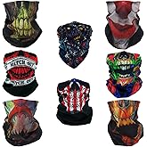 SMEHCF 8 Skull Zombie Headband Bandana Balaclava Half Face Mask Shield Head Hair Scarf Neck Gaiter Hat Multipurpose For WoMen Men Breathable Reusable Washable Red Black