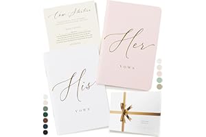 ARTESORI Wedding Vow Book for Her & Him, Soft Touch, Gold Engraving, 28 Lined Pages, Wedding Vow Books His and Hers, Wedding Essentials, Wedding Registry Gifts, His and Hers Gifts [Blush & White]