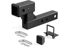 YZONA 2-Inch Trailer Receiver Hitch Riser & Extender, 4.4" Rise/Drop, Solid Tube, Extension Length Options 5", 6", 8", 9", 7500 lbs Towing Capacity, Matte Black